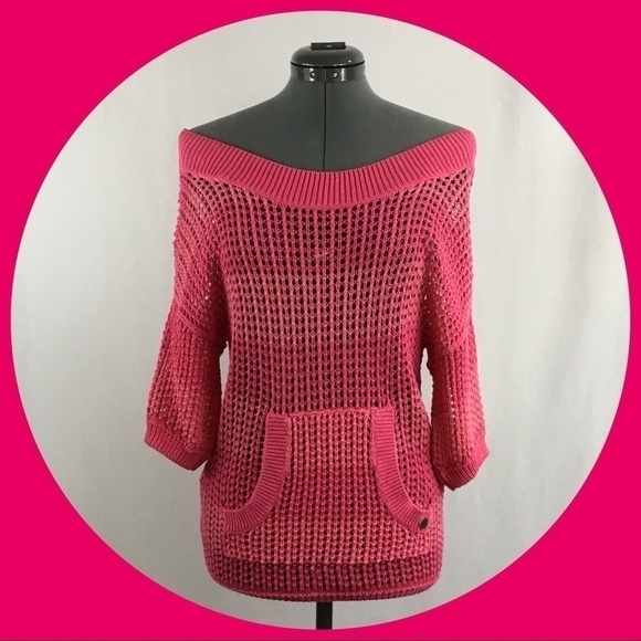𝅺Armani Exchange Open Weave Crochet Sweater Top Size XS - Picture 2 of 7
